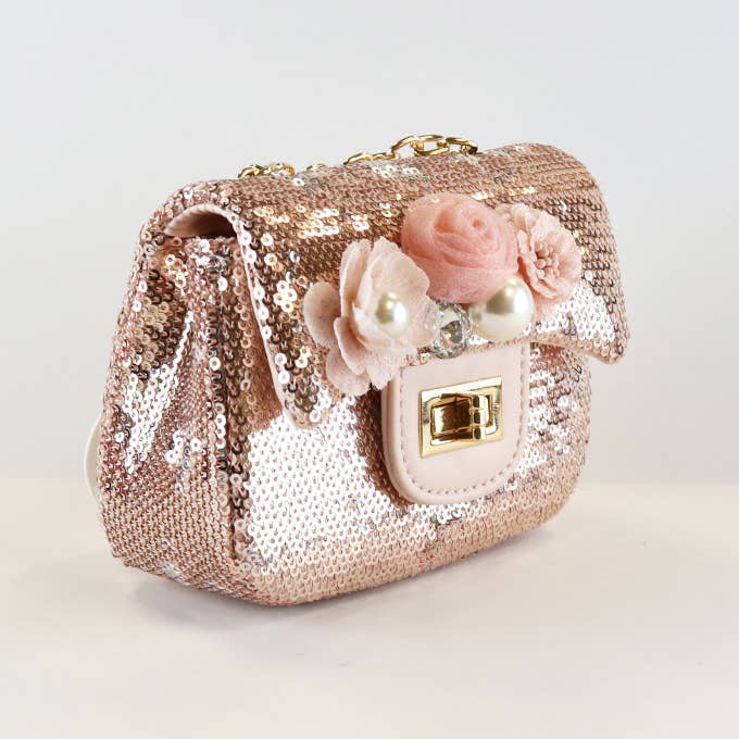 Floral Appliques Sequin Purse